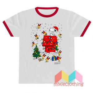 Vintage Snoopy And Woodstock Christmas T-shirt Ringer