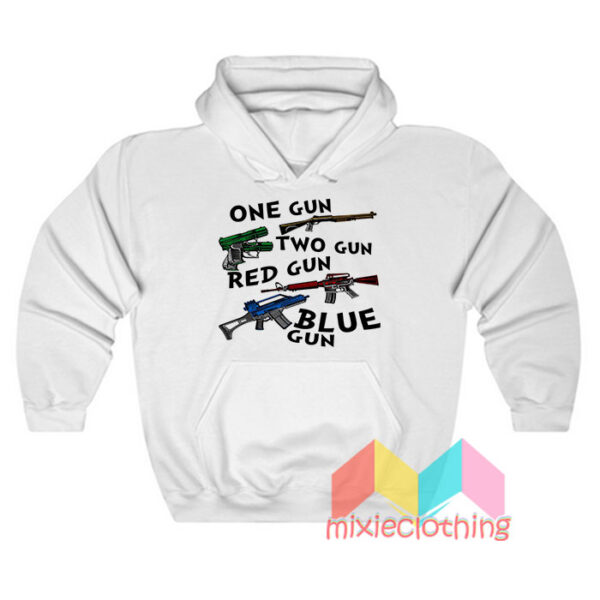 One Gun Two Gun Red Gun Blue Gun Black Hoodie