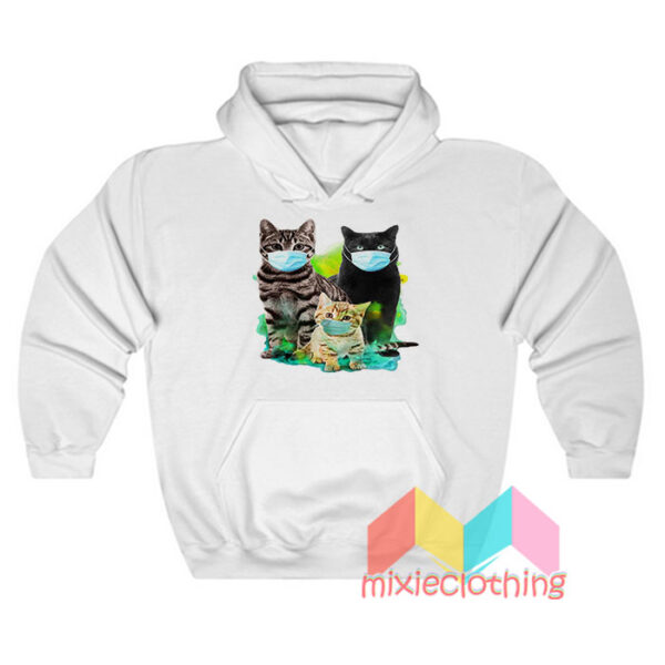 Cute Cat Wear Face Mask Hoodie