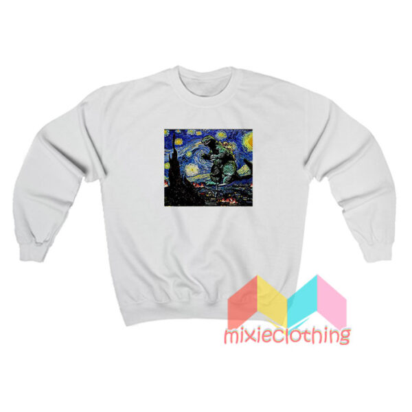 Godzilla Starry Night Van Gogh Sweatshirt