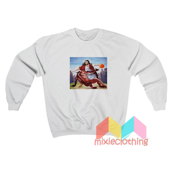 Jesus Crossing Up Satan Basketball Sweatshirt